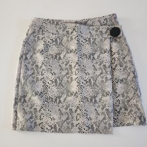 Idem Ditto Snake Print Mini Skirt with Button Detail Size S